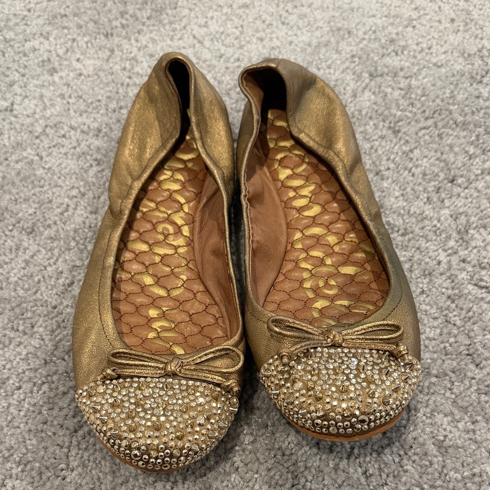 Sam Edelman Gold Embellished Flats